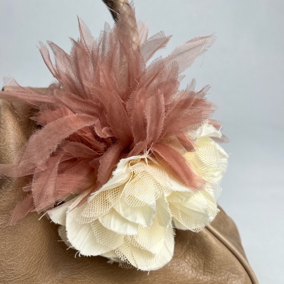 Talbots Tan Leather Handbag with Floral Accent - Picture 3 of 16